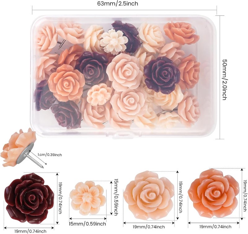Temoyj Seven YJ.Push Pins 24 Pcs,Decorative ThumbTacks for CorkBoard,Feature Wall, Office Organization or Home - Image 2